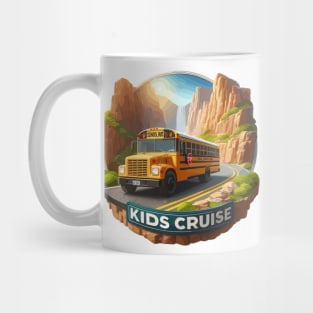 Realistic School Bus On A Rocky Road Kids, kids cruise Mug
